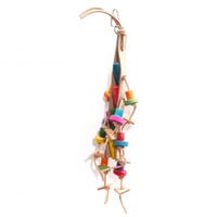 Avi One Bird Toy Leather Rope Coloured Wood Beads 40X19Cm