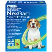 Nexgard Spectra Flea, Tick & Worming Chews 7.6-15Kg Dog 3 Pack