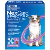 Nexgard Spectra Flea, Tick & Worming Chews 15.1-30Kg Dog 3 Pack